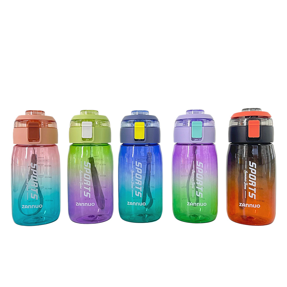 Nuevo verano colorido mango portátil PC taza de agua de plástico con cerradura macho y hembra botella de agua potable directa al por mayor 500ml