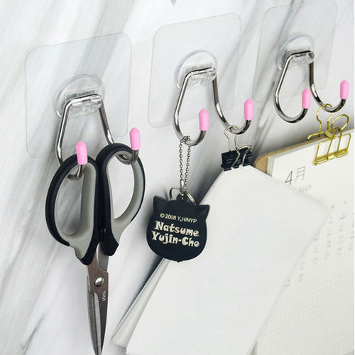 Stainless steel hooks with strong adhesive hooks on the wall multifunctional clothes hangers hooks behind student dormitory doors kitchen adhesive hooks
