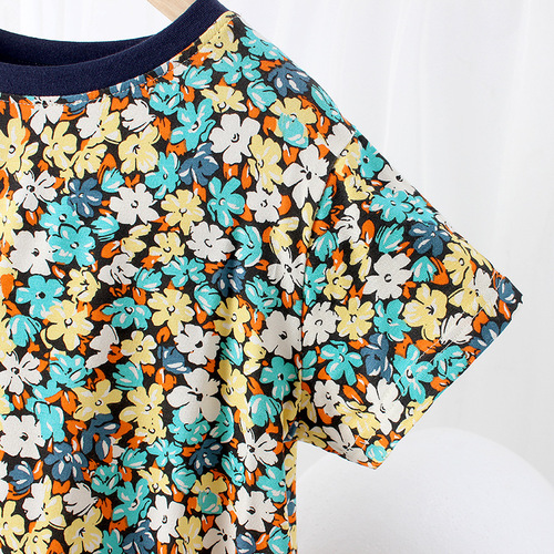 Summer Korean version of children's clothing, new girls' dresses, medium and large children's floral skirts, short-sleeved long nightgowns, children's skirts on behalf of