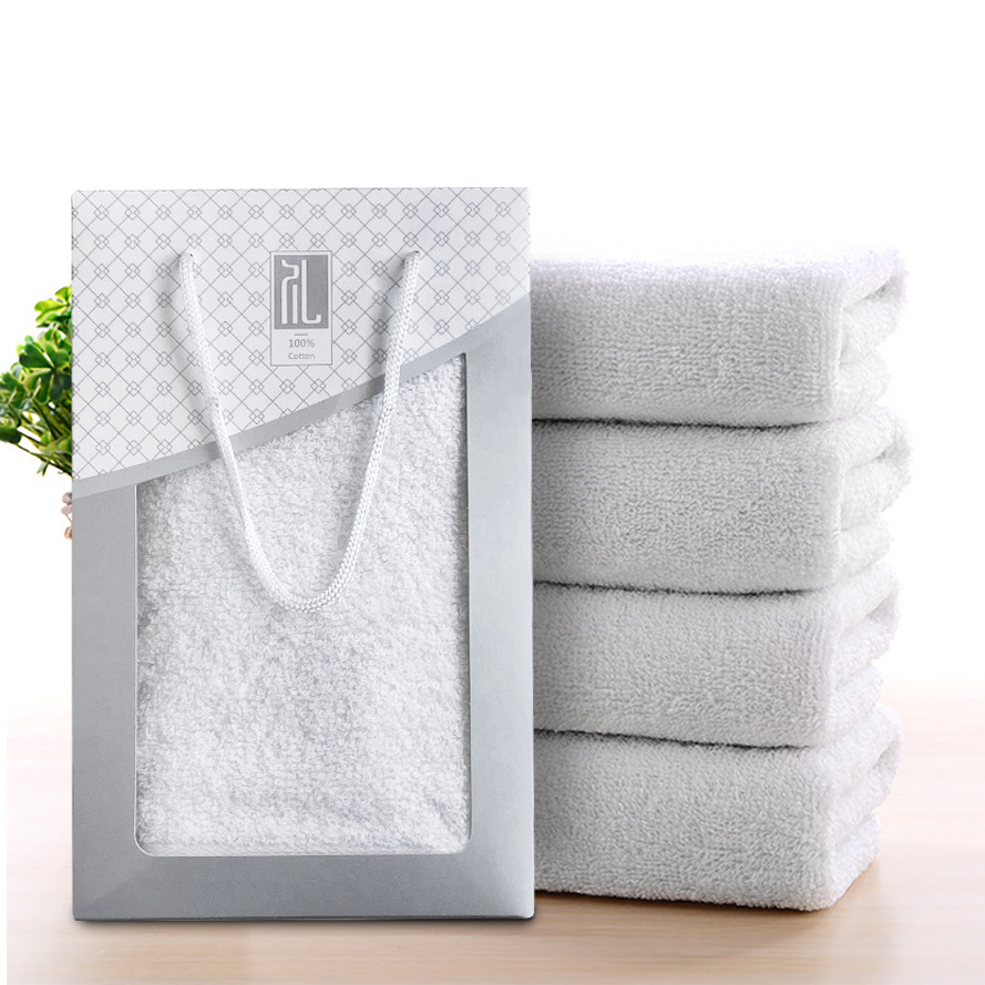 Single and Double Thickened Pure Cotton White Towel Birthday Banquet White Labor Protection Hotel Homestay Hotel Class Accompanying Ceremony Embroidered logo