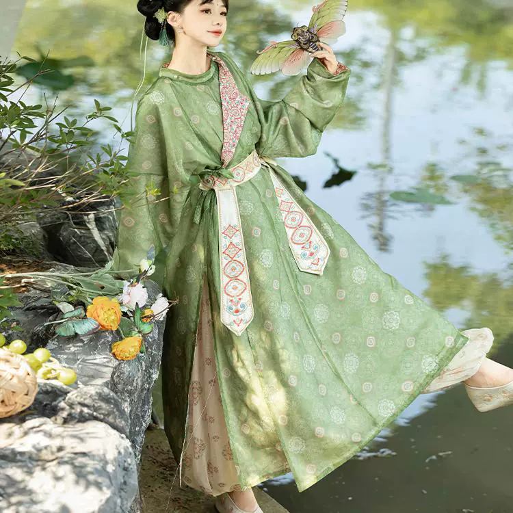 [Broken Silver Two] Оригинальная Тан - тканая круглая воротница костюм вышивка Hanfu фонарные штаны, большой объем печати оригинальной женщины