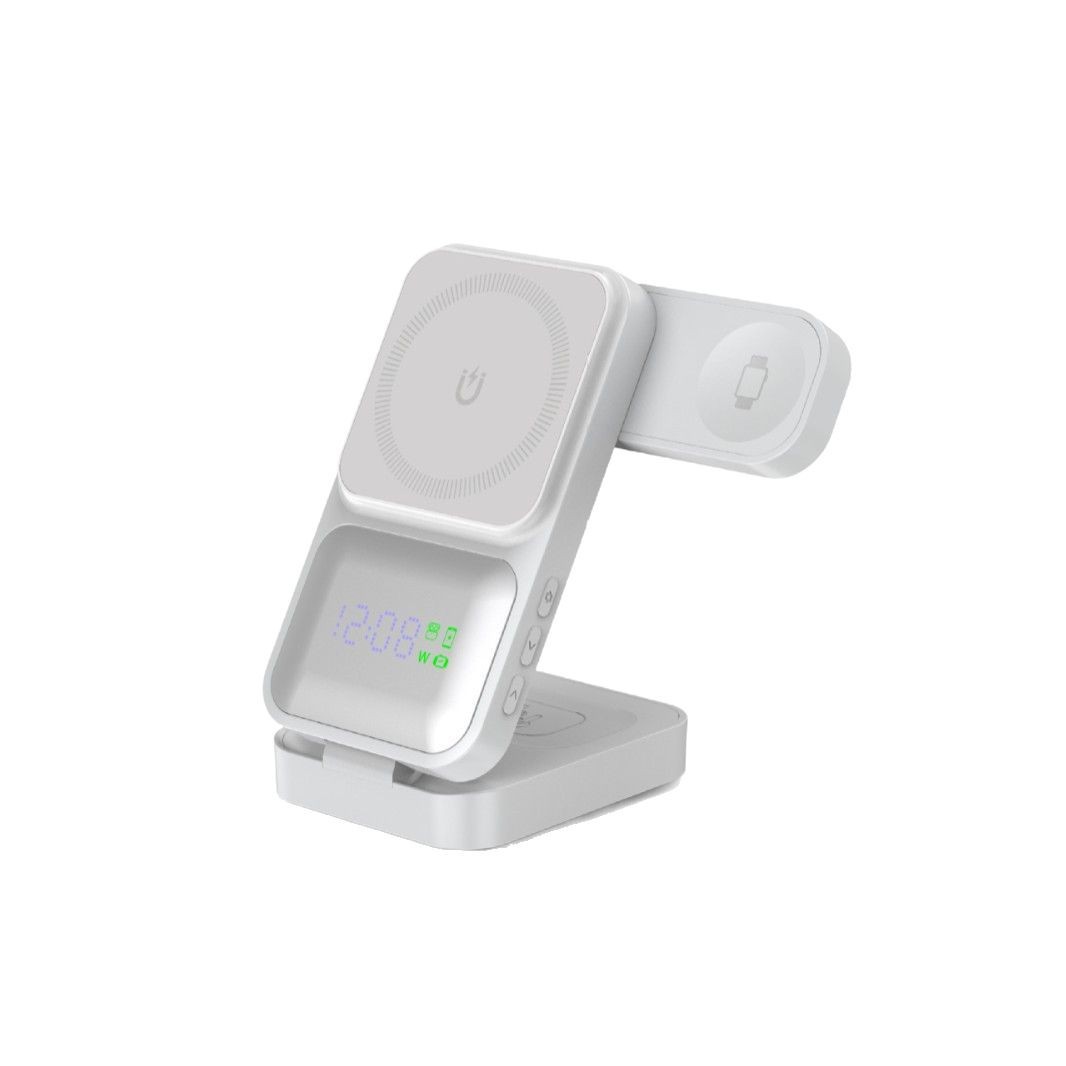 Cargador Inalámbrico Plegable Magnético 4 en 1 con Carga Rápida para Teléfono Móvil y Auriculares