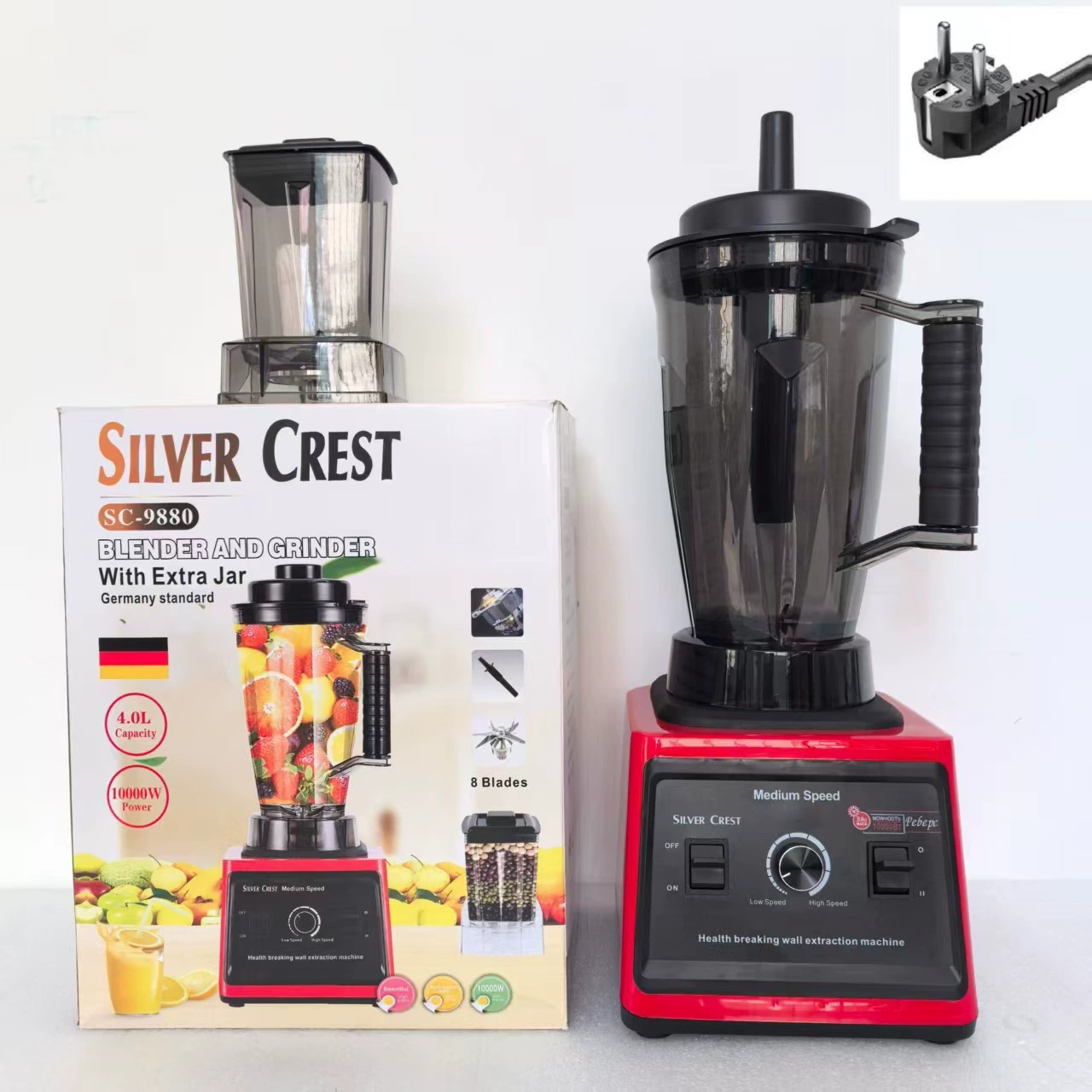 Cross-border 4L 8-in-1 blender for commercial use, stainless steel, high-power, pure copper mixer, meat grinder, crushed ice, juice extractor