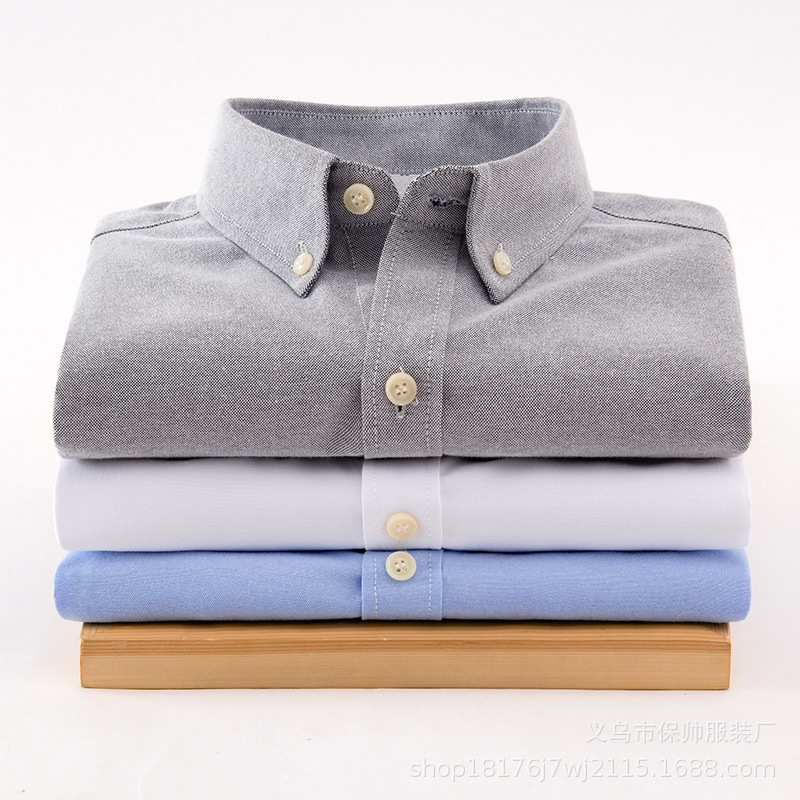 Men's Oxford Short-Sleeve Shirt, High-Density Solid Color, Slim Fit, Casual Youth Style, In-Stock, Gray, Versatile Men's Oxford Short-Sleeve Shirt, High-Density Solid Color, Slim Fit, Casual Youth Style, In-Stock, Gray, Versatile