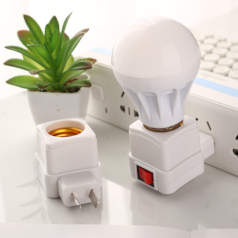 Household e27 lamp holder temperature-resistant flame retardant screw lamp holder plug-in conversion lamp holder with switch night light socket Household e27 lamp holder temperature-resistant flame retardant screw lamp holder plug-in conversion lamp holder with switch night light socket