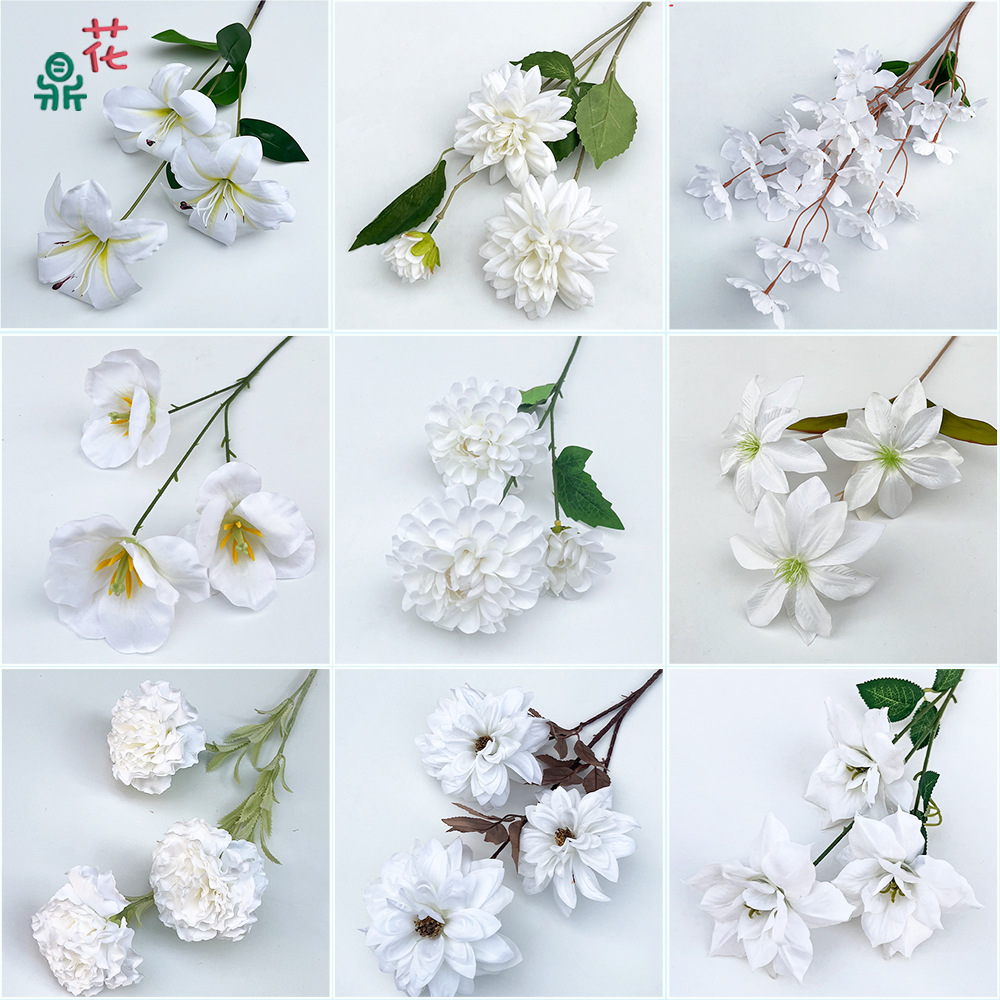 26年白色系花材 婚庆背景墙插花装饰假花 清新典雅室内外造景花材