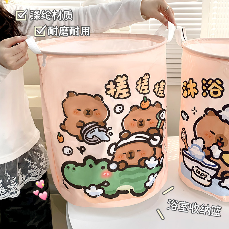 Kapi Dirty Clothes Basket 2025 New Cute Dirty Clothes Basket Folding Storage Basket Dirty Clothes Doll Storage Barrel Laundry Basket