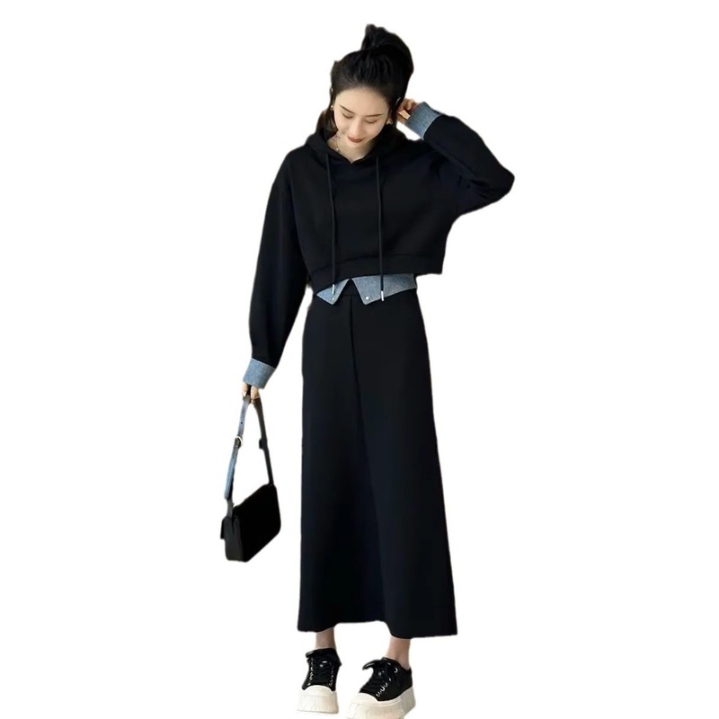 大きいサイズの婦人服の秋の衛衣のスーツの洋気は年齢を減らして太っています。|undefined