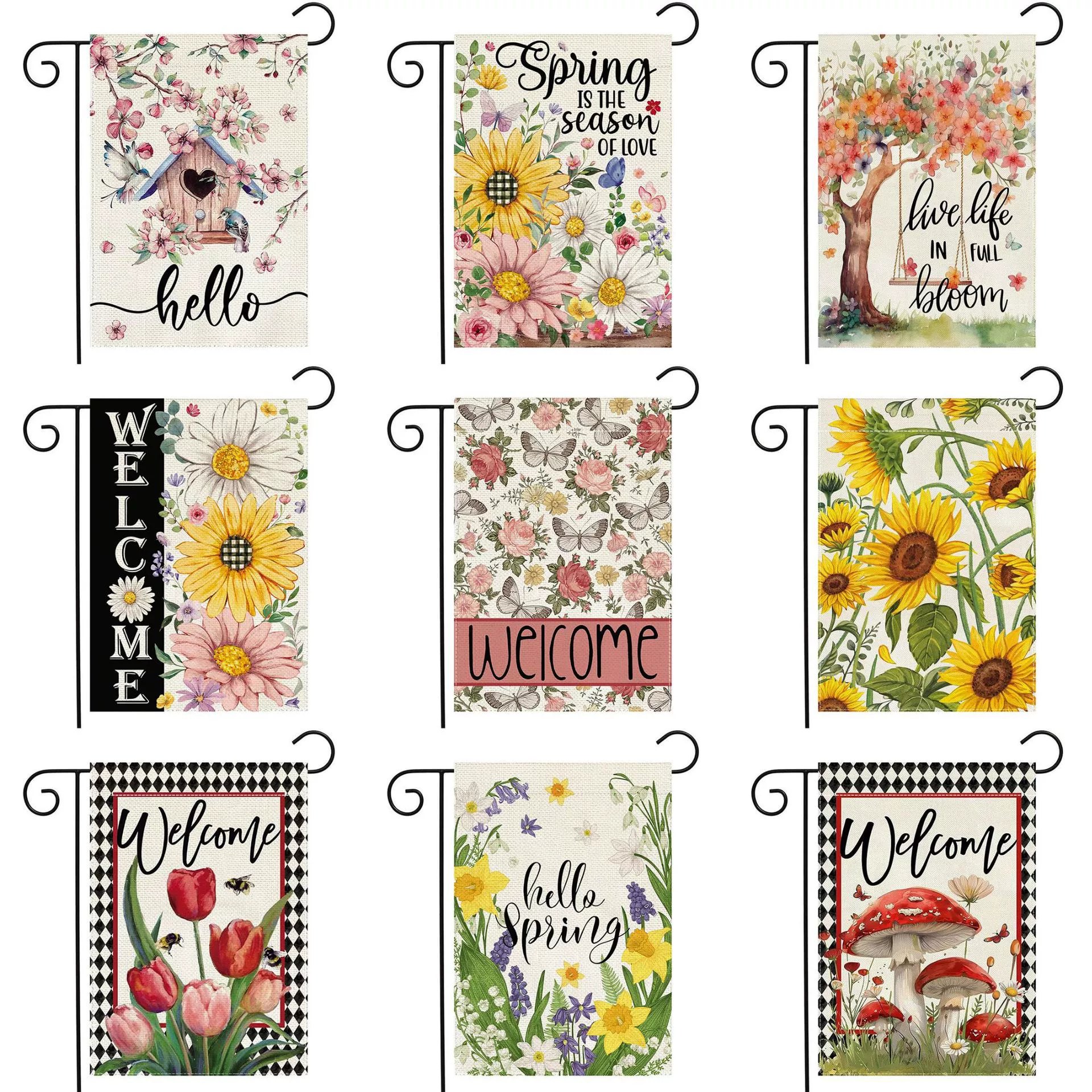 Весенние летние садовые флаги трансграничные продажи ромашки цветы наружные украшения льняные двухсторонние садовые флаги фабрики прямые продажи