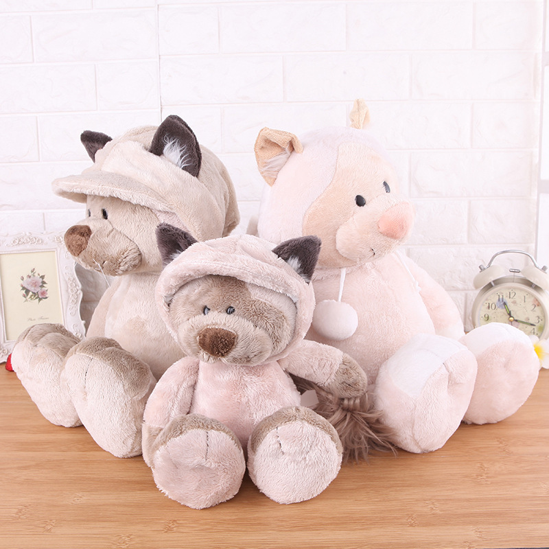 批发狸猫戴帽子创意毛绒玩具滑雪猫公仔企业吉祥物幼儿园安抚玩偶