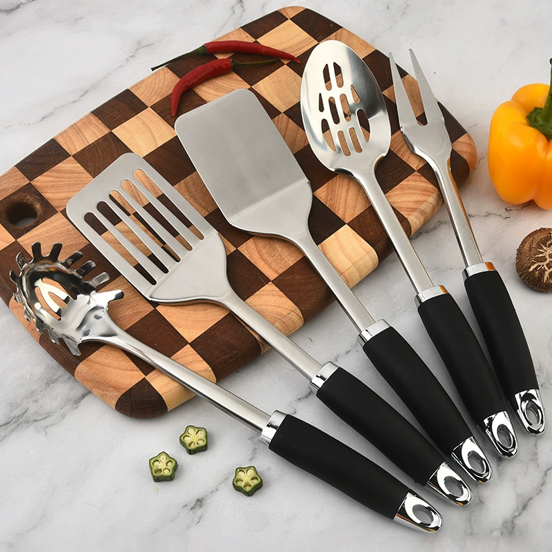 Кухонные принадлежности из нержавеющей стали набор инструментов для приготовления пищи и приготовления пищи лопатка дуршлаг ложка для порошка вилка кухонная утварь набор из 5 частей