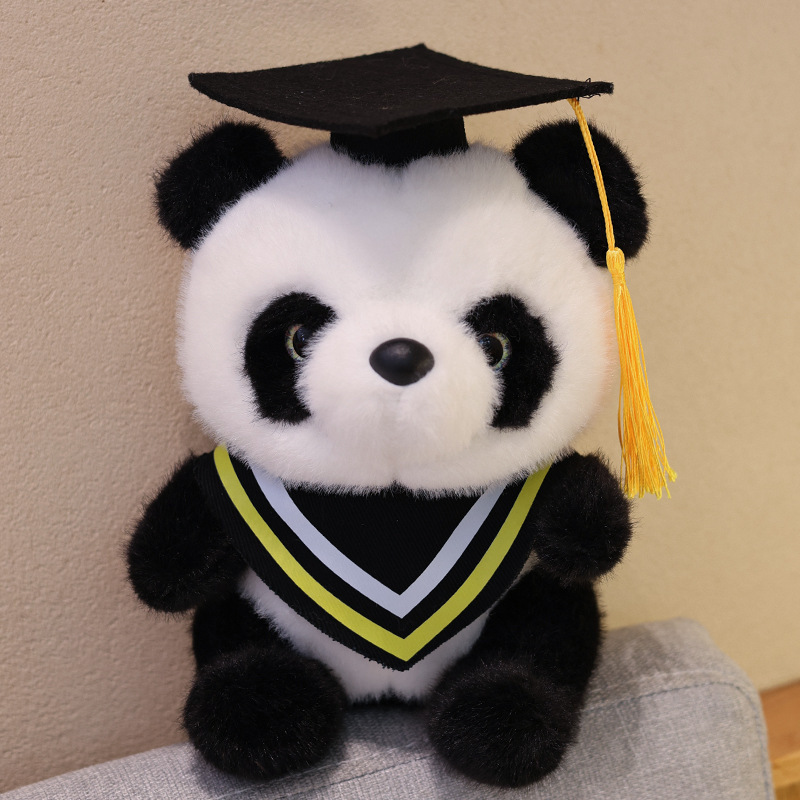 Doctor panda muñeca juguetes de peluche simulación panda gigante tela muñeca de graduación osos regalos se pueden imprimir LOGO