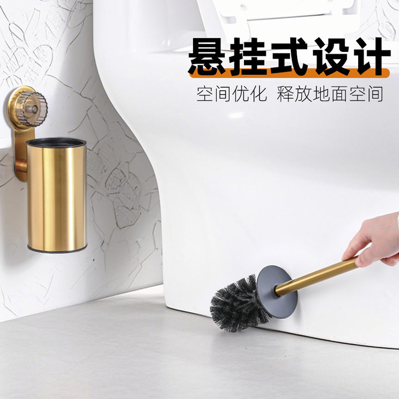 304ステンレス製浴室トイレ壁掛けトイレブラシセット ホテル清掃用丸型トイレブラシ卸売収納|undefined