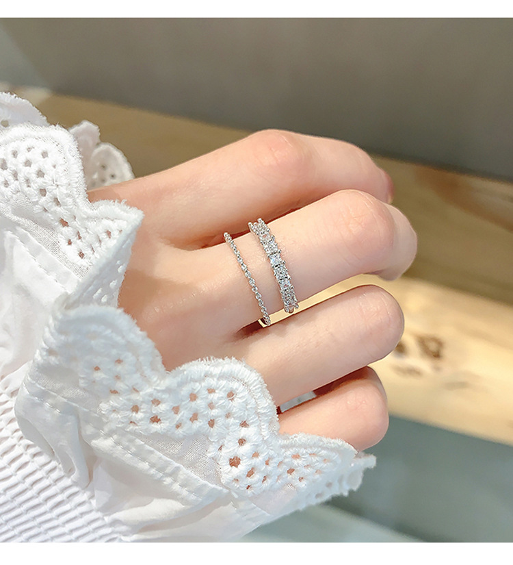Adjustable Ring Size 1 Piece Quantity Daily Occasion Simple Style Square Petal Copper Zircon Open Ring In Bulk