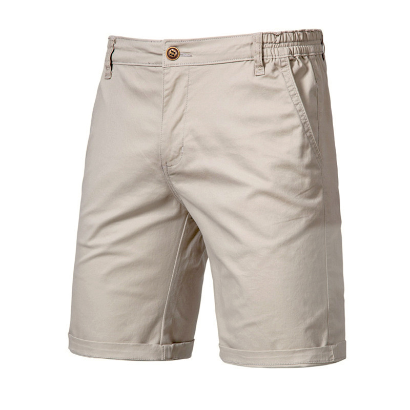 European and American Solid Color Straight Large Size Cotton Summer Men's New Cross-Border Casual Shorts Men's Slim Fit Five-Point Pants