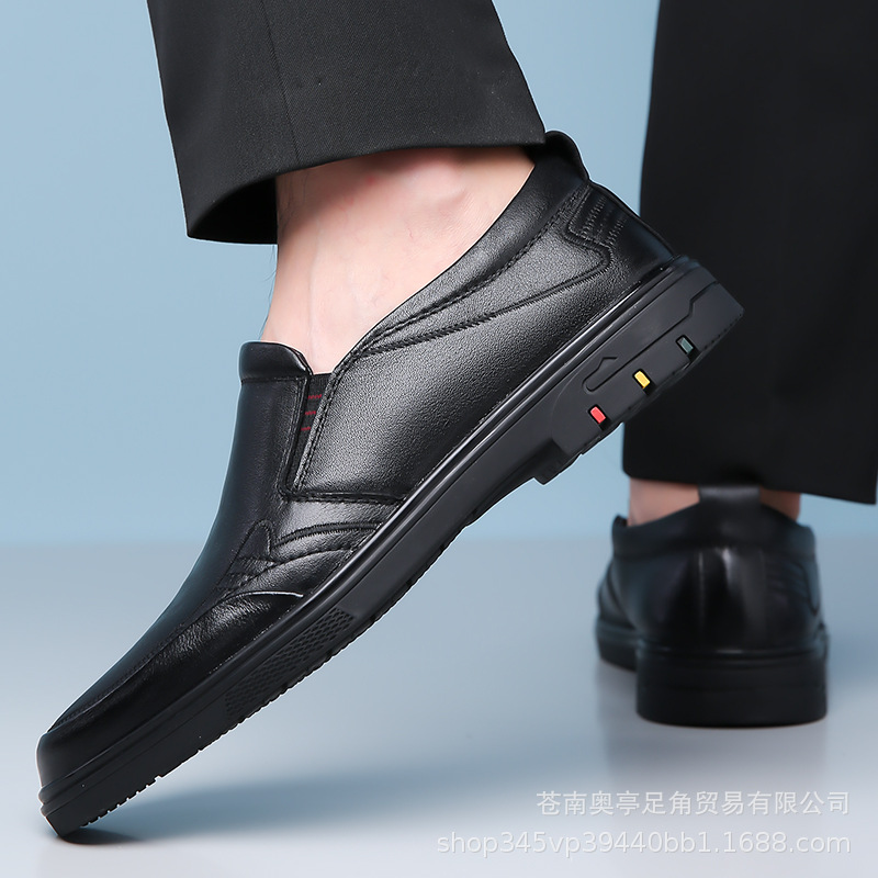 도매 하이 엔드 탑 레이어 소 가죽 남성 신발 미끄럼 방지 부드러운 바닥 편안한 올 매치 캐주얼 비즈니스 신발 플러스 사이즈 원스텝 가죽 신발