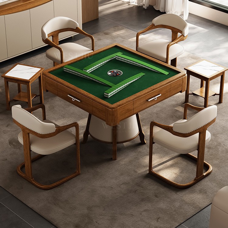 Máquina de mahjong de ala giratoria silenciosa de madera maciza mesa de comedor de doble uso nuevo escritorio multifuncional de mahjong de nogal norteamericano para uso doméstico automático