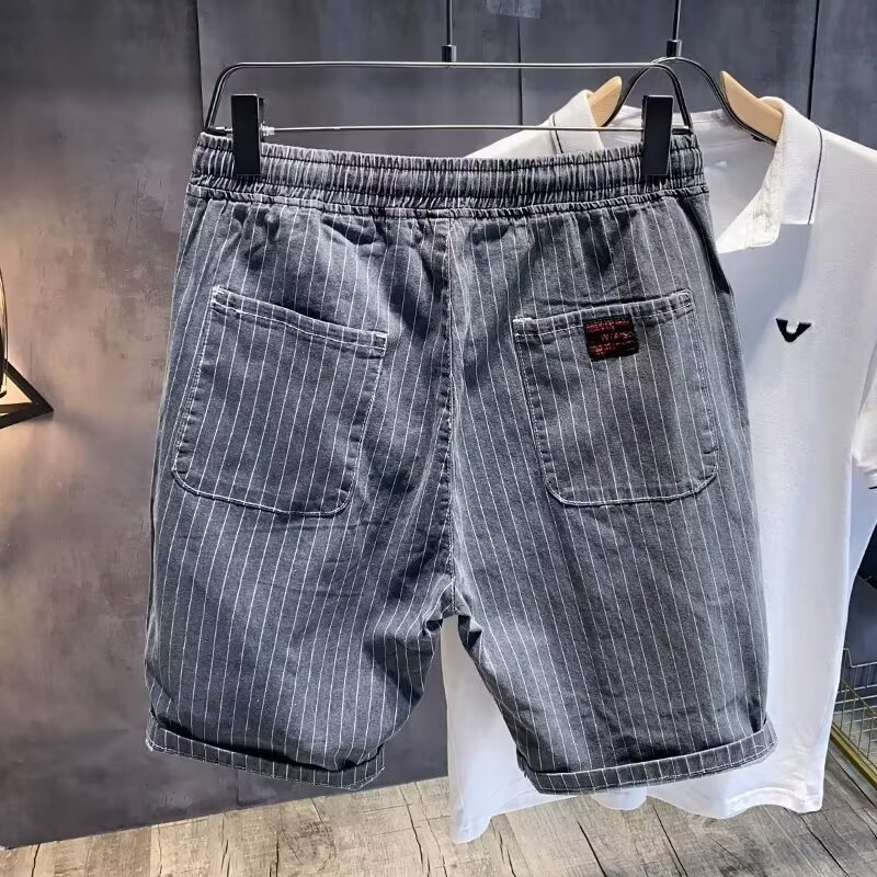 Men's Clothing Unisex Summer Starry Sky Pattern Denim Shorts Thin Ice Silk Straight Loose Fit Five Point Pants For Men_mkmklike.com