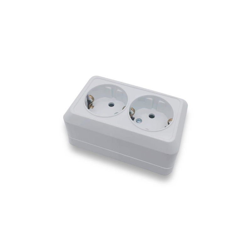 厂家直销欧标欧洲俄罗斯法国德标家用工业白色接线明装双联插座