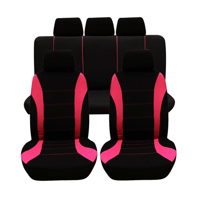 Car Seat Covers 1800, Seat cushion, seat cover - rose-red-and-black-9-piece-set