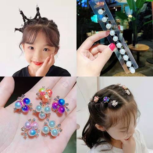 Children's hairpin pearl flower Korean version princess mini bean clip colorful hair braid new girl hairpin