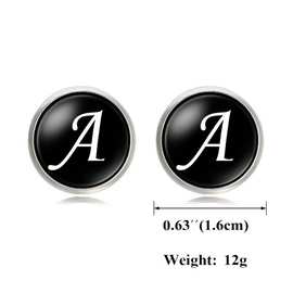 新爆款饰品 A-Z字母黑色简约百搭法式袖扣 银色男士衬衣袖扣个性