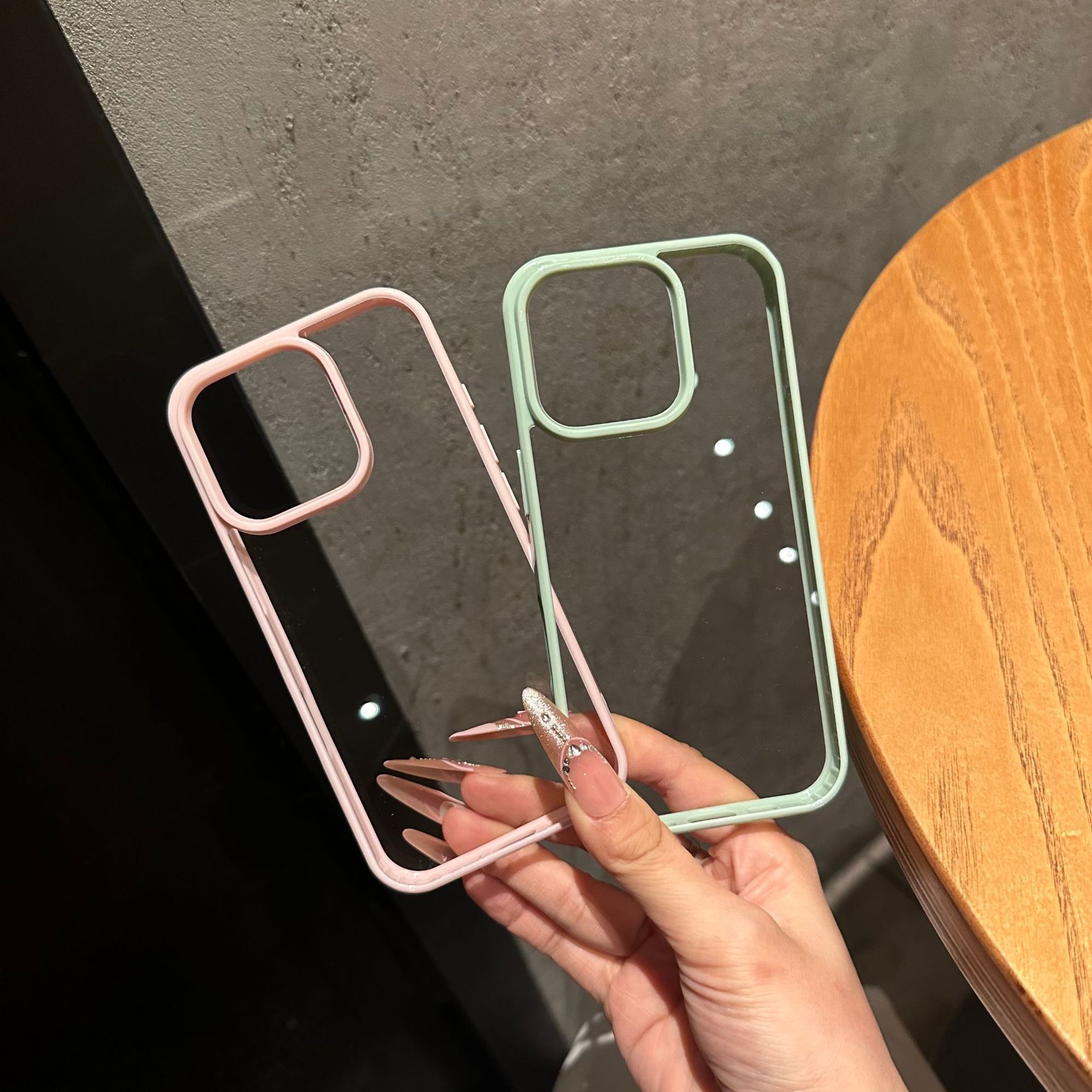 iPhone 16 Pro Max şeffaf akrilik dopamin kontrast renkli kenarlıklı Apple 15 koruyucu kılıf - 2