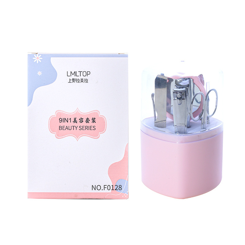 Juego de manicura LMLTOP Beauty, juego de 9 piezas de cortaúñas, pinzas para cejas, tijeras de belleza, lima de uñas, cortaúñas, herramientas de manicura