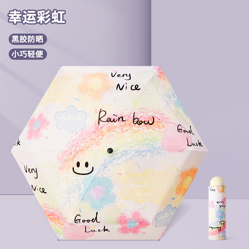 5新超轻小巧太阳伞晴雨两用女防晒伞防紫外线便携黑胶遮阳伞中式|undefined