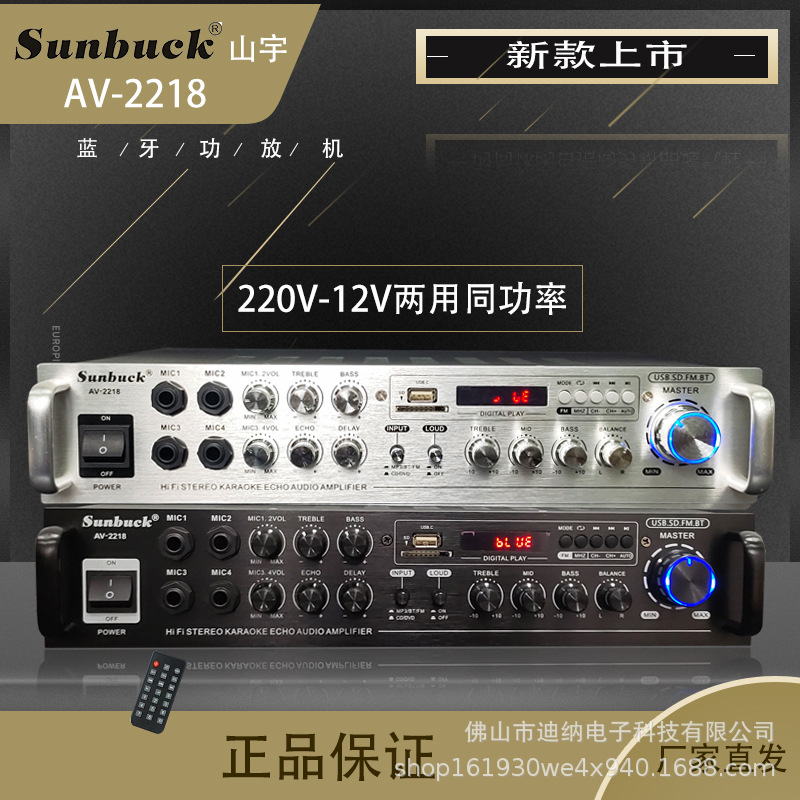 SUNBUCK家用车载12V220V两用蓝牙U盘收音机功放机音响音频放大器