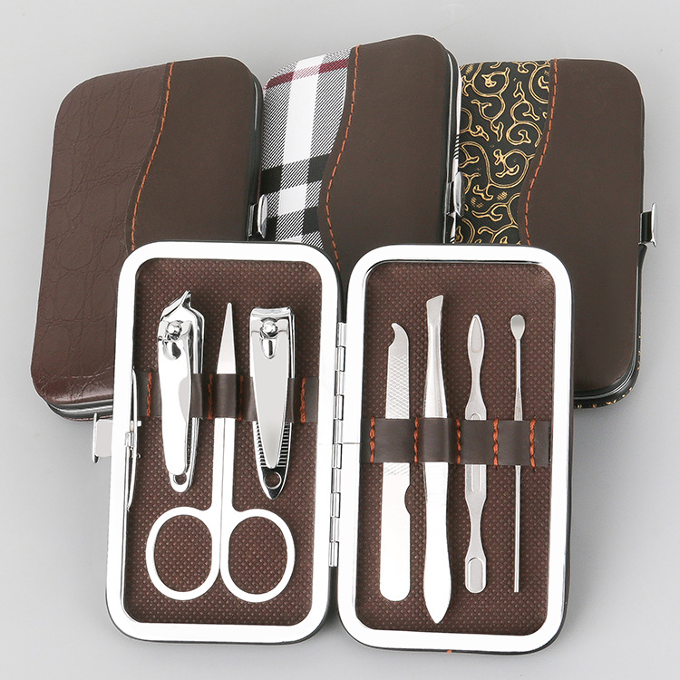 Leather Box 7-piece Nail Clippers Set Household Beauty Nail Tools Printing Logo Gift Nail Clippers Set