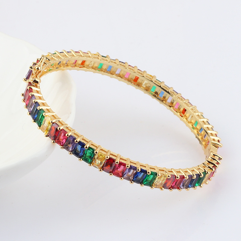 Fashion Geometric Copper Rings Bangle Inlay Zircon Copper Bracelets