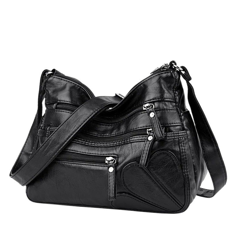 Comercio exterior nuevo bolso de mujer de cuero lavado Bolsa de hombro de estilo coreano de cuero suave de gran capacidad de las mujeres de mediana edad bolsa de crossbody suministro transfronterizo