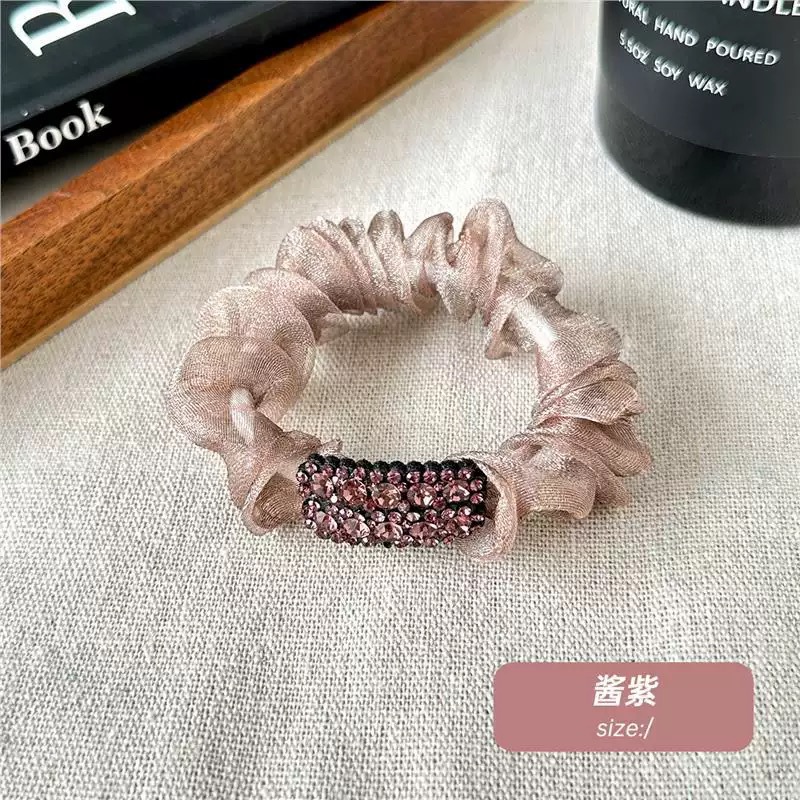 Mesh cuadrado diamante anillo de pelo intestino grueso coreano atado cabello delicado cuerda de cabeza mujer 2025 nuevo cinturón de cuerda de cabello de alta calidad