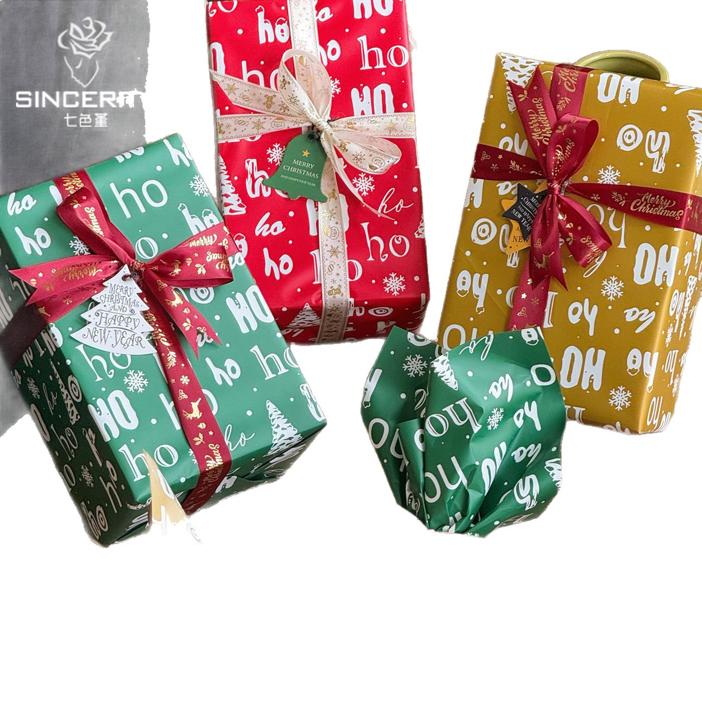 Navidad de siete colores cordier movimiento de regalo de Navidad embalaje de flores DIY florista embalaje de regalos de flores