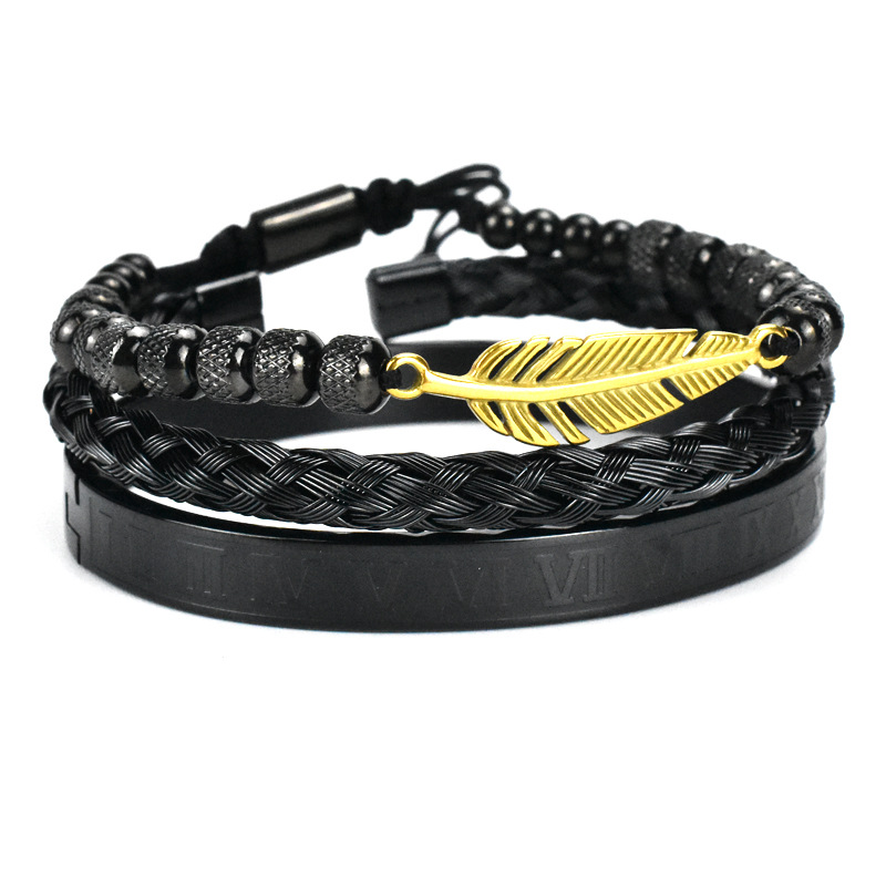 Golden Feather Black Beads