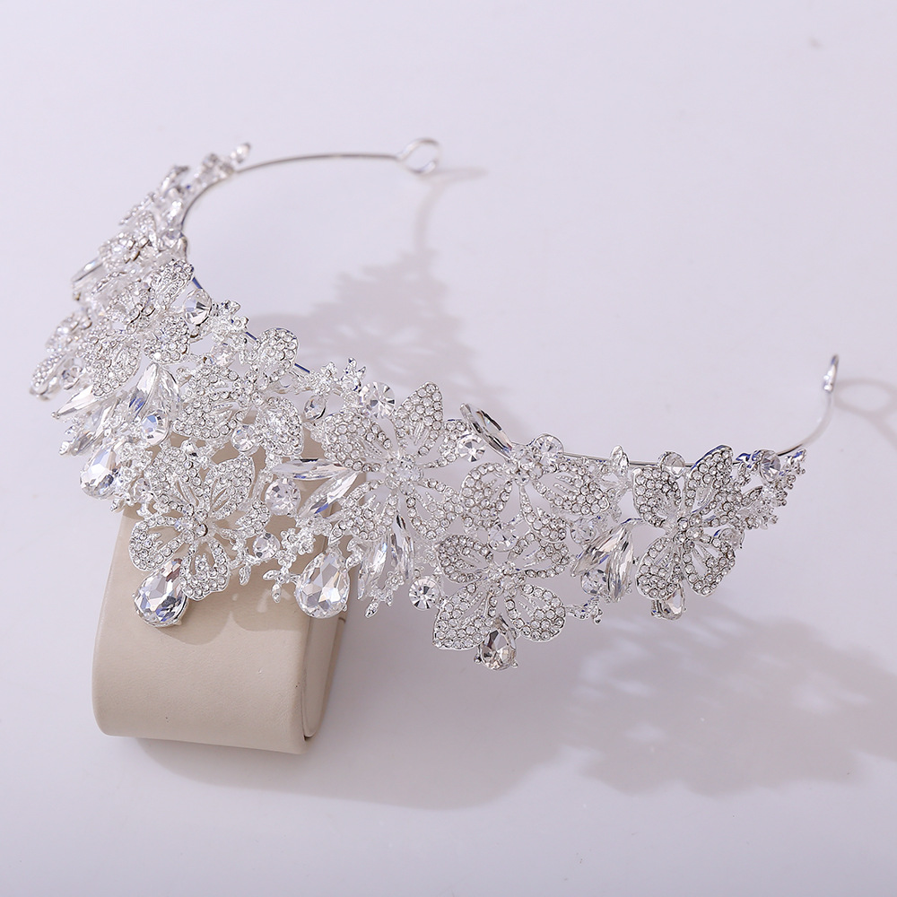 357g Weight Crown Hair Accessories Type 1 Piece Quantity Wedding, Birthday, Festival Occasion Alloy Material Leaves Pattern All Seasons Season Women's Gender Diamond Design Simple Style, Shiny Style Simple Style Shiny Women's Leaves Alloy Diamond Crown 12
