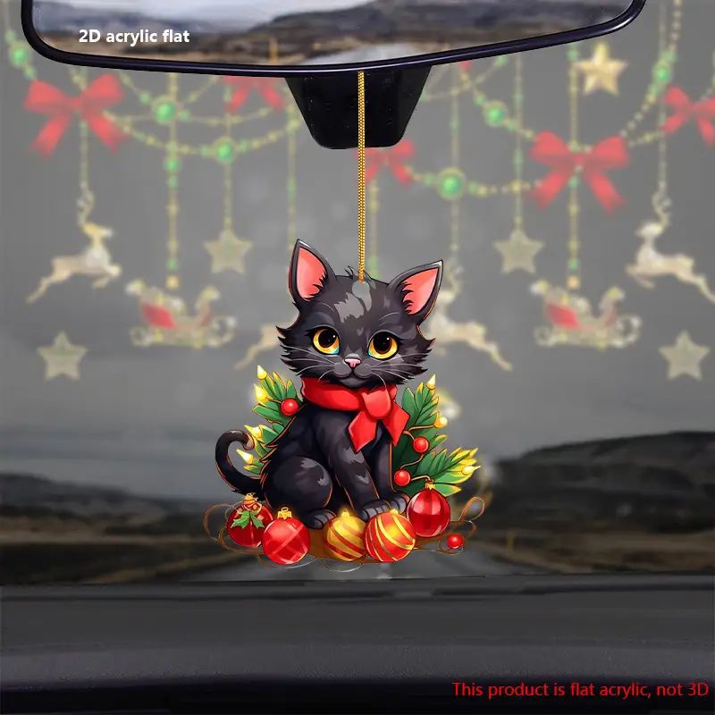 Acrílico negro gatito colgante plano transfronterizo espejo retrovisor interior de automóviles nuevos adornos colgante mochila colgante
