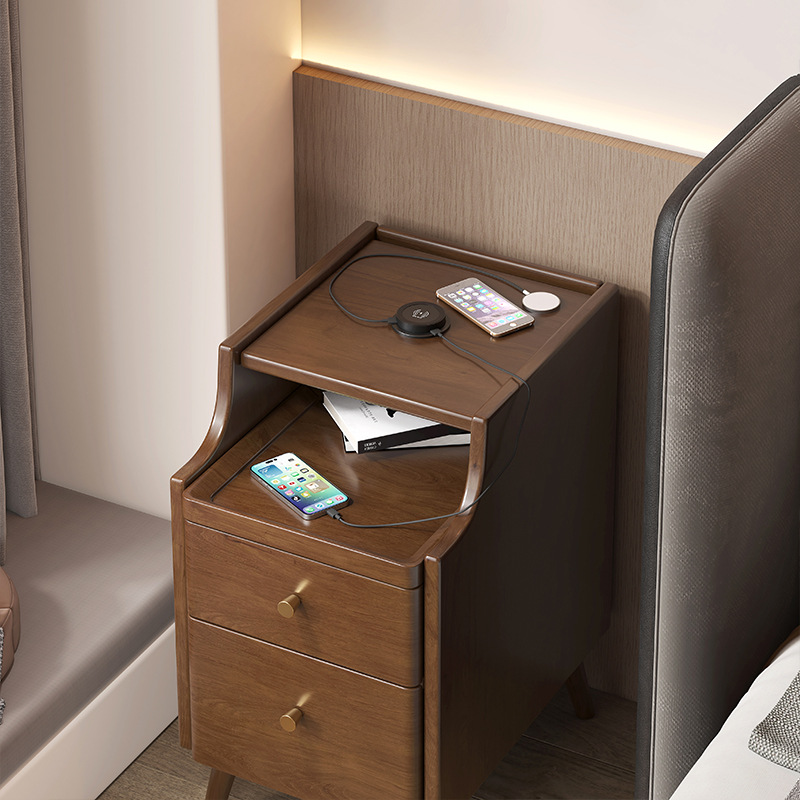 Mesita de noche para dormitorio, mesita de noche minimalista moderna, almacenamiento de madera maciza, mesita de noche para dormitorio, mesita de noche de madera maciza