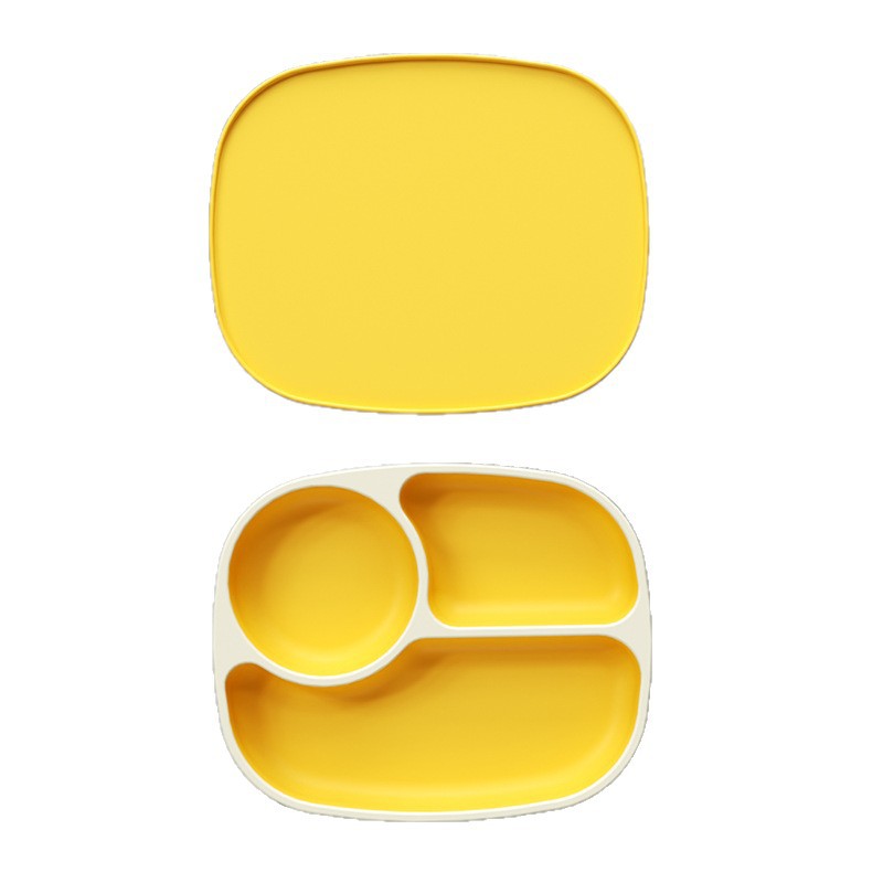 Toukie plato de comedor dividido para bebés cubiertos para niños bolos de alimentos suplementarios para bebés que comen por sí mismos platos de entrenamiento con cubierta