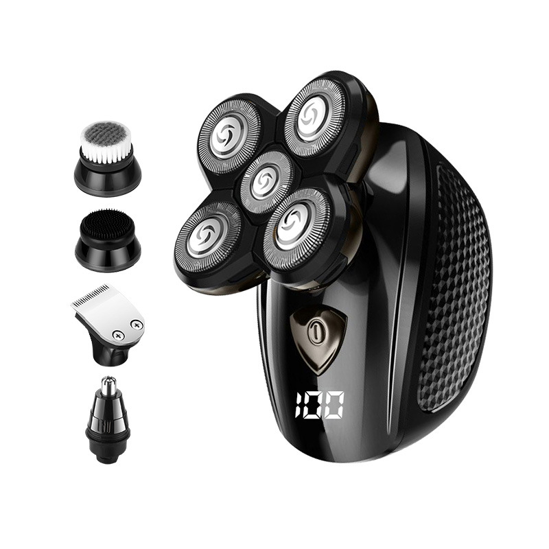 Cabeza calva transfronteriza artefacto cabeza de afeitado cabeza auto-raspado máquina especial cinco cabeza de corte de cuerpo completo lavado eléctrico afeitadora fabricante al por mayor