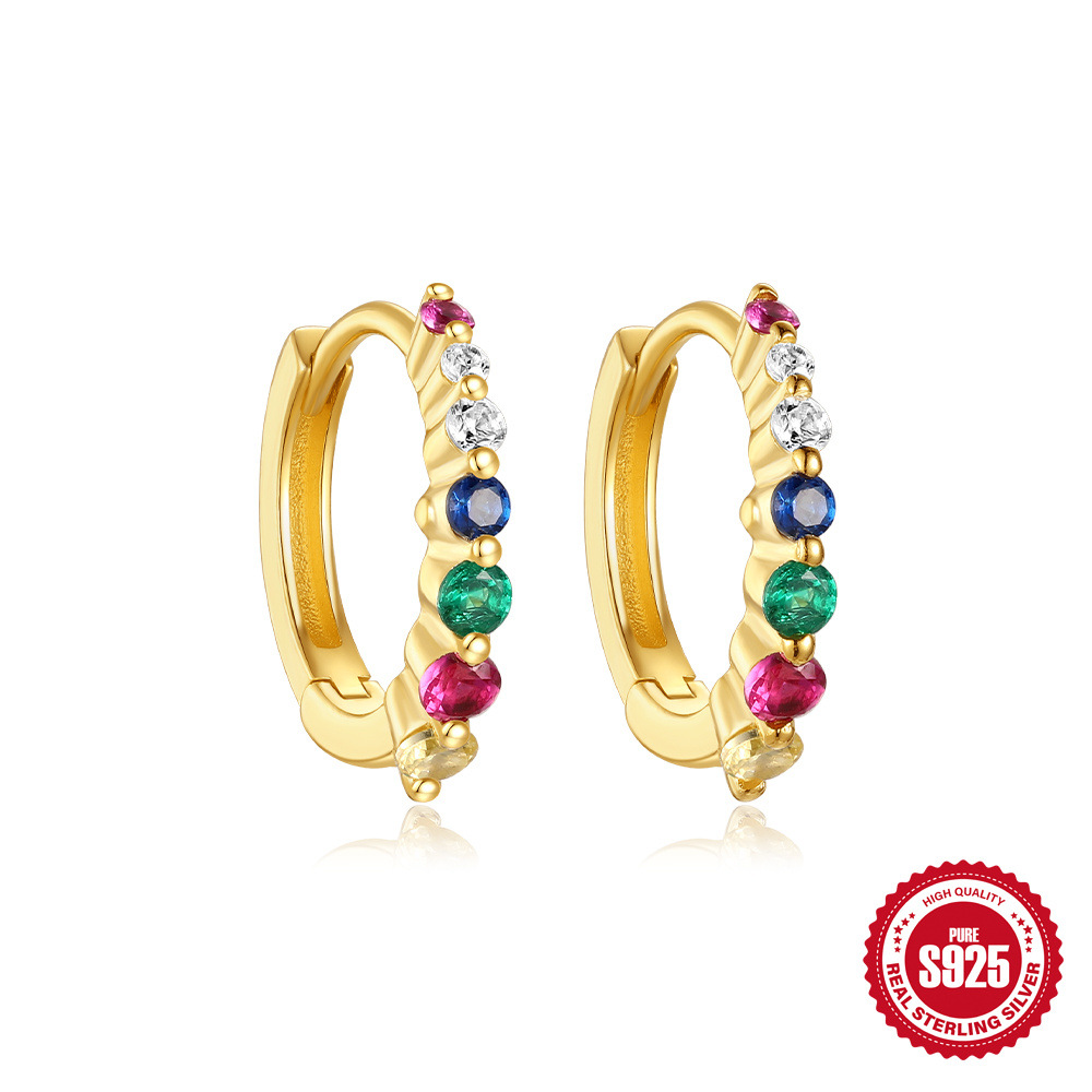 Nuevos pendientes de circón de lujo ligero europeo y americano S925 de plata esterlina INS con incrustaciones de diamantes de lujo ligero frío de alta calidad