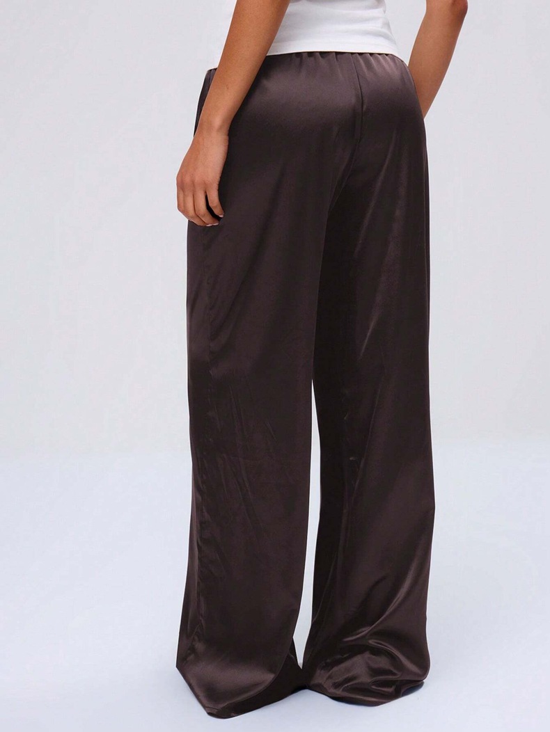 Women's Clothing Women's Trendy Satin Casual Pants Style Wide Leg Drawstring Trousers Loose Fit Spring For Formal & Casual For Women_ecoleips.com
