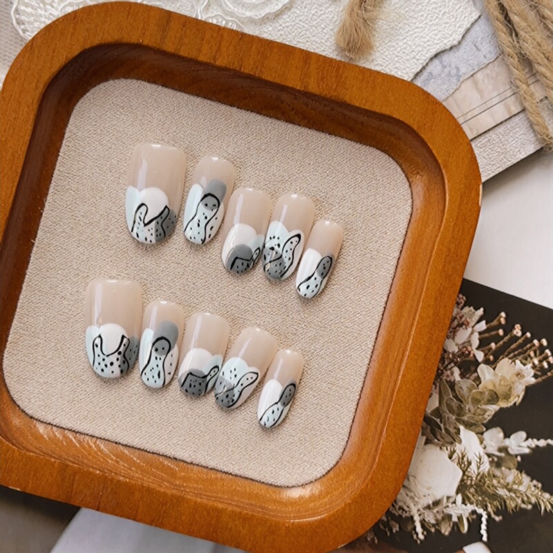 Purely Handmade Wearable Nails, Niche Instagram Style, Hand-Painted Abstract Design, Sweet and Cool Hot Girl Style, Finished Nail Stickers Purely Handmade Wearable Nails, Niche Instagram Style, Hand-Painted Abstract Design, Sweet and Cool Hot Girl Style, Finished Nail Stickers