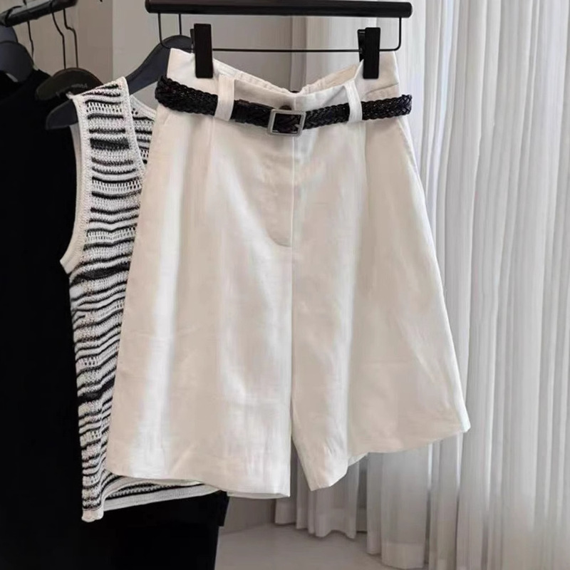 Highly Recommended! Old Money Style Tencel Linen White Five-Point Shorts 2025 Summer Comfortable Breathable Casual Shorts