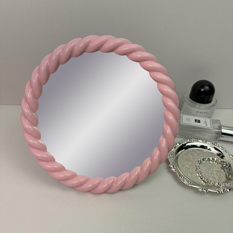 Espejo de maquillaje de estilo crema cuadrado redondo lindo maquillaje irregular maquillaje espejo de tocador espejo de princesa de una cara de escritorio