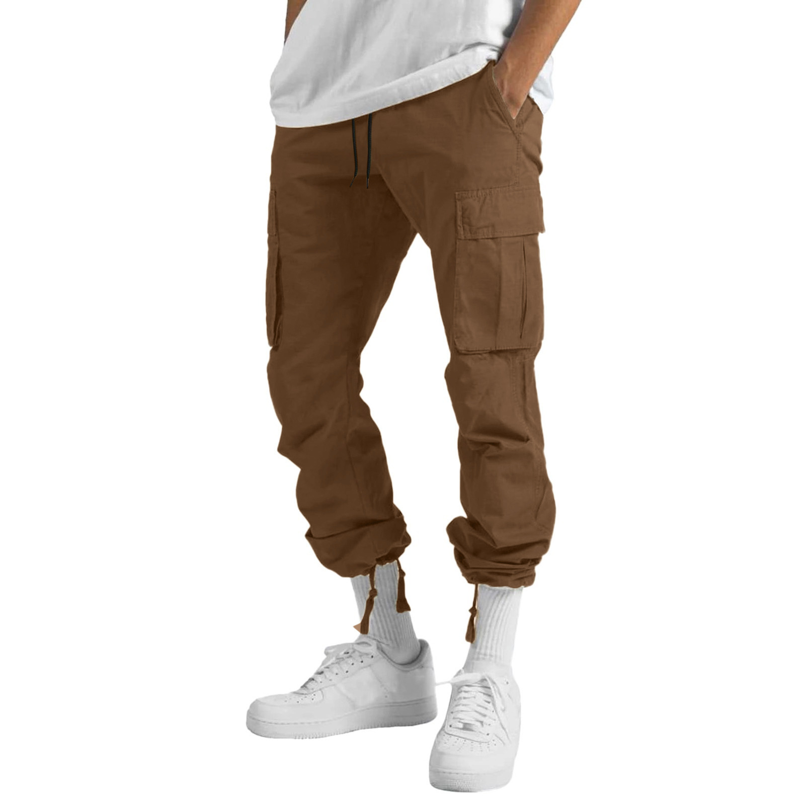 Pantalon décontracté homme avec cordon et poches style cargo_voghion.com