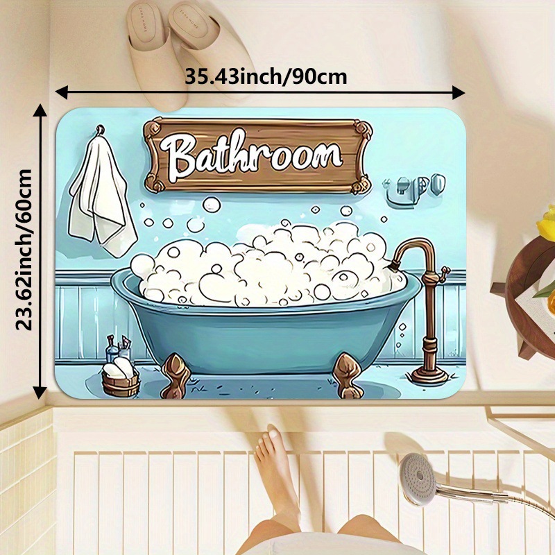 Tapis de bain illusion 3D, paillasson doux en chenille de diatomite, base antidérapante en TPR, super absorbant, séchage rapide, anti-moisissure, lavable, écologique, style nordique et_voghion.com