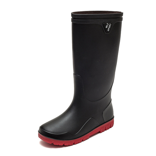 Men's rain boots, mid-calf rain shoes, new style men's water shoes, non-slip waterproof short boots with drawstring, thickened and wear-resistant plastic shoes