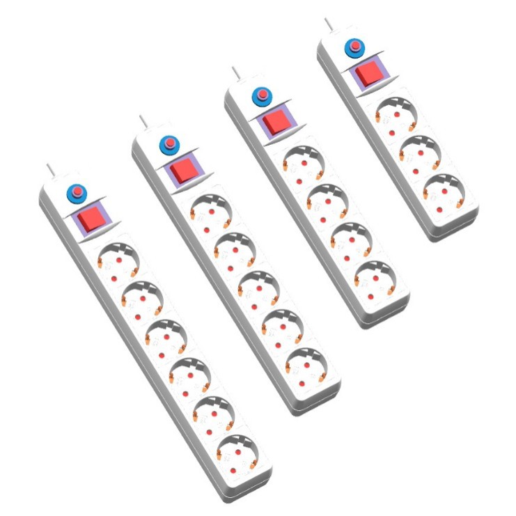 欧式排插带开关带防浪涌保护器PP阻燃料全铜配件带接地厂家直销